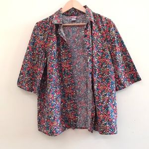 American Sweatheart women's button down shirt size M Black floral print